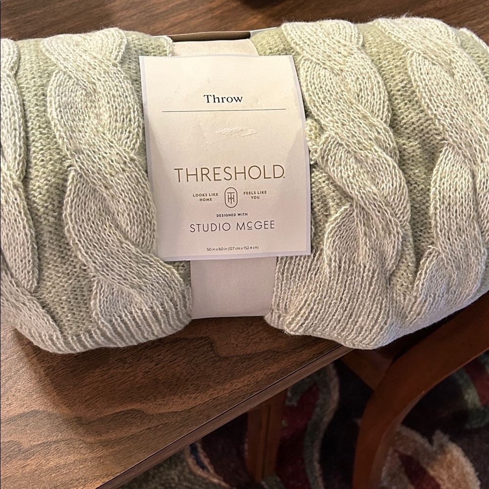 Threshold Studio McGee Cable Knit Throw - Light Green.